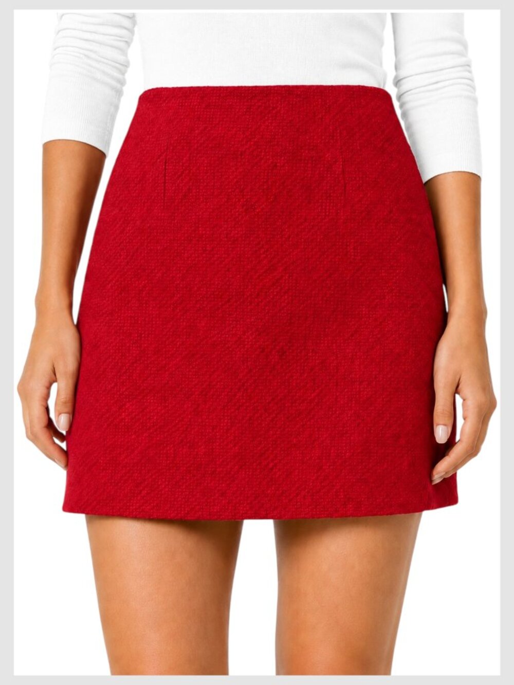 ZARA Red Textured Weave Mini Skirt XS